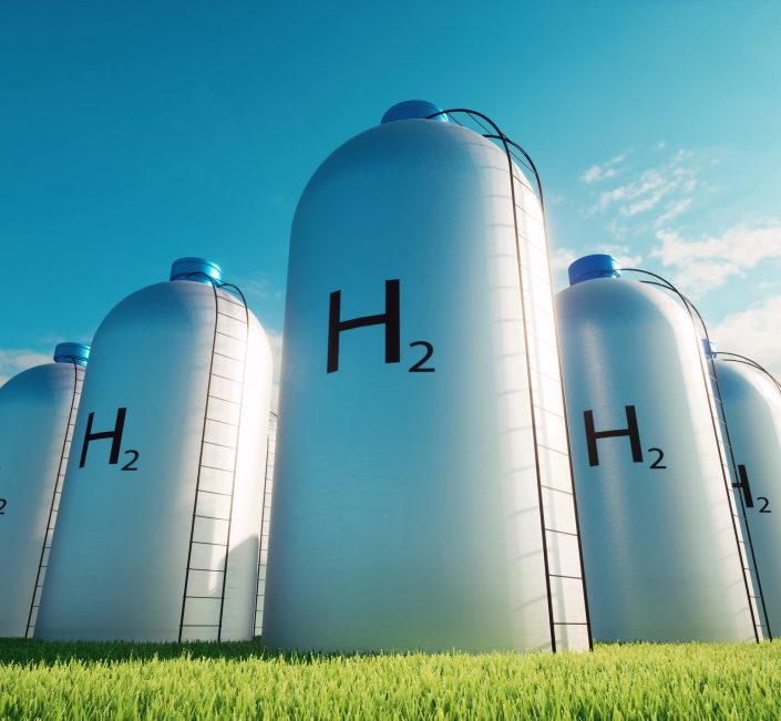 Wasserstoffspeicher mit der Aufschrift H2