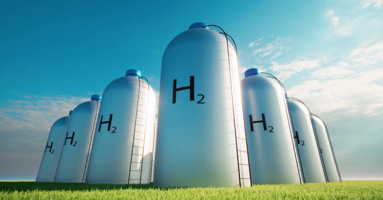 Wasserstoffspeicher mit der Aufschrift H2